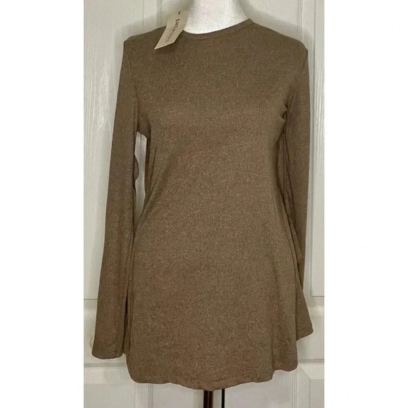 SHEIN BASICS‎ Maternity Solid Knot Side Tee Women’s Size Small Brown - Picture 1 of 9